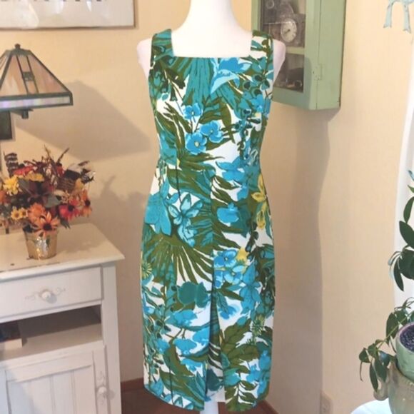 Talbots Retro Tropical Floral Dress. Hawaii, Cruise, Tropics - Picture 2 of 14